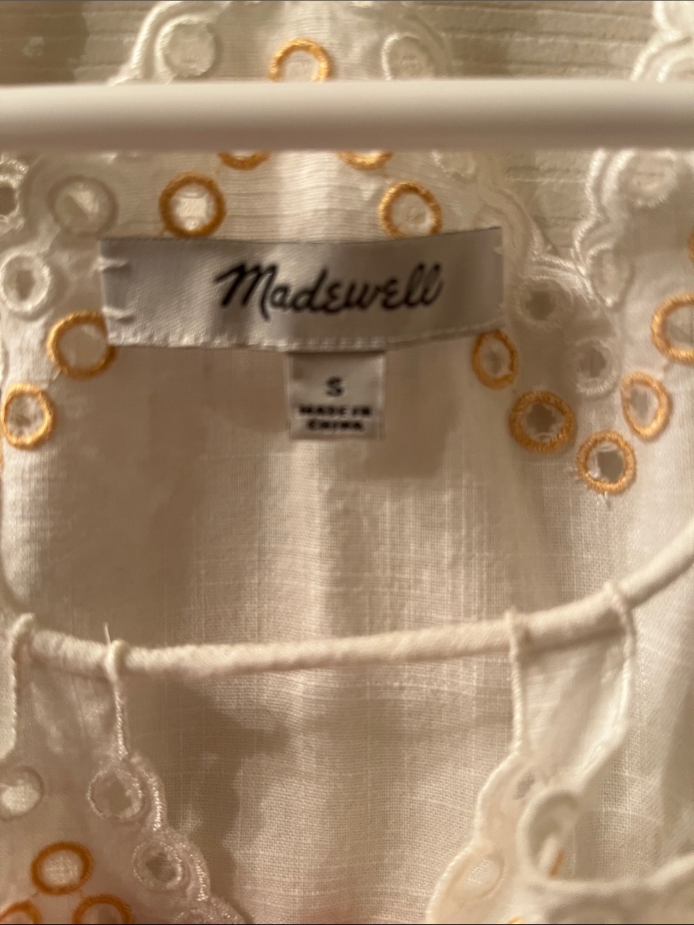 Madewell White Eyelet Trim Top with Gold Embroidery - Picture 5 of 5